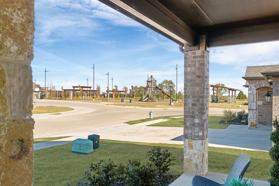 Exterior details and patio area of a home in , Aubrey (Image 24).