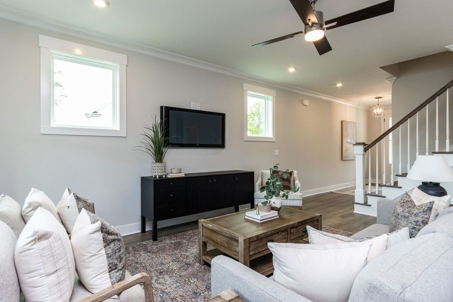 Representative furnished interior of a home built from the Fairfield Craftsman by Homes by Dickerson in The View, Durham (Image 10).