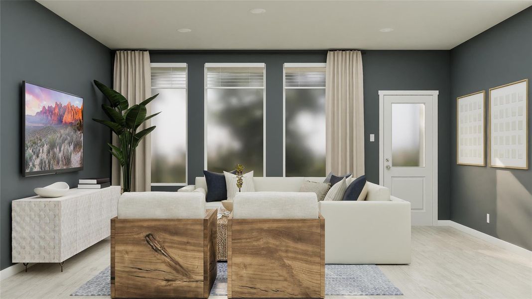 Furnished interior view inside a new home in River Bridge Ranch: Coastline Collection, San Marcos (Image 3). Furnished interior view inside a new home in River Bridge Ranch: Coastline Collection, San Marcos (Image 3).