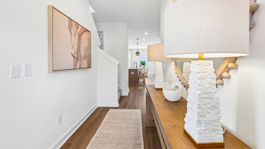 Entryway to main living areas with access to staircase