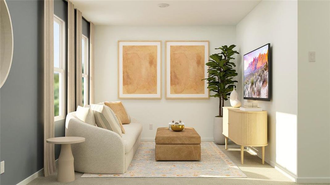 Furnished interior view inside a new home in Creekview: Fossil Ridge Cottage, Pilot Point (Image 22). Furnished interior view inside a new home in Creekview: Fossil Ridge Cottage, Pilot Point (Image 22).