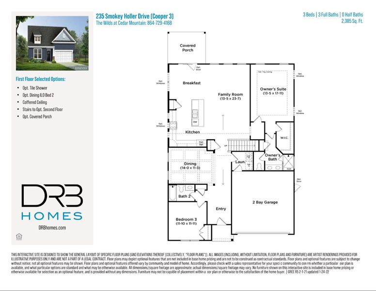 2D floor plan layout of this home in The Wilds at Cedar Mountain, Asheville, NC (Image 3).