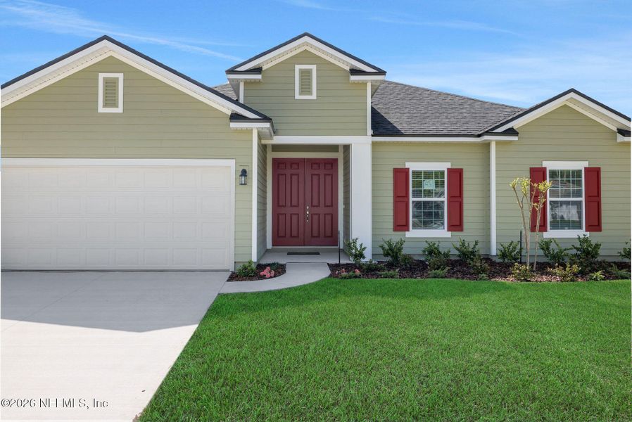 Front exterior of a new home in Jennings Farm, Middleburg, FL, highlighting curb appeal (Image 23).