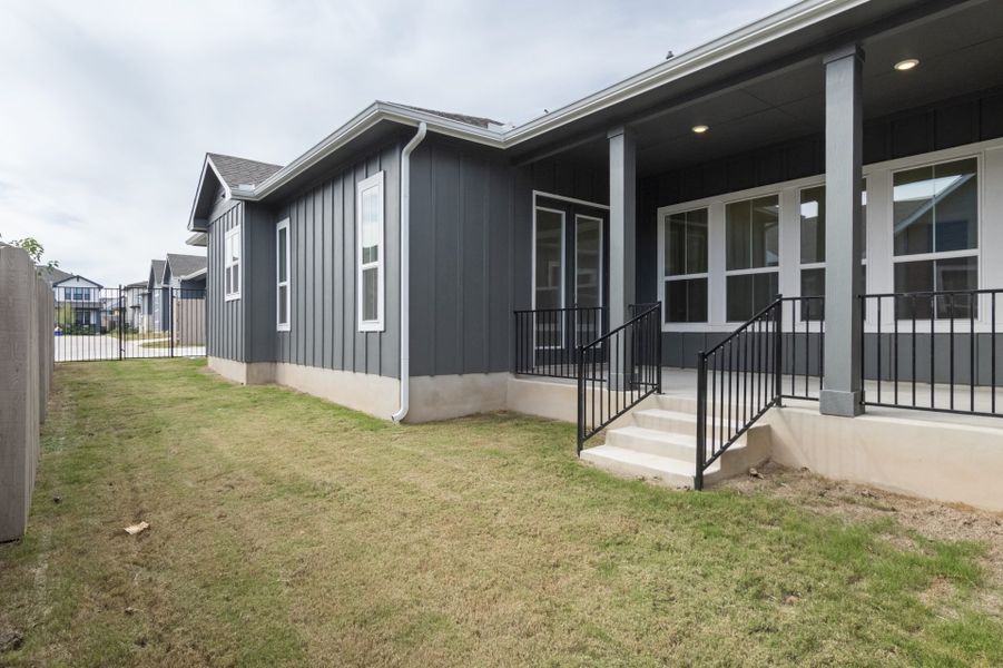 Exterior details and patio area of a home in Easton Park, Austin (Image 4).