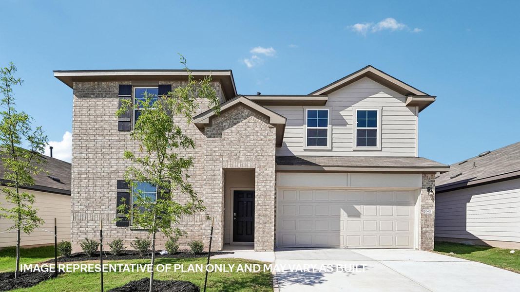 Representative exterior photo of a completed home built from the The Perry by D.R. Horton in Carillon, Manor, TX (Image 1). Representative exterior photo of a completed home built from the The Perry by D.R. Horton in Carillon, Manor, TX (Image 1).