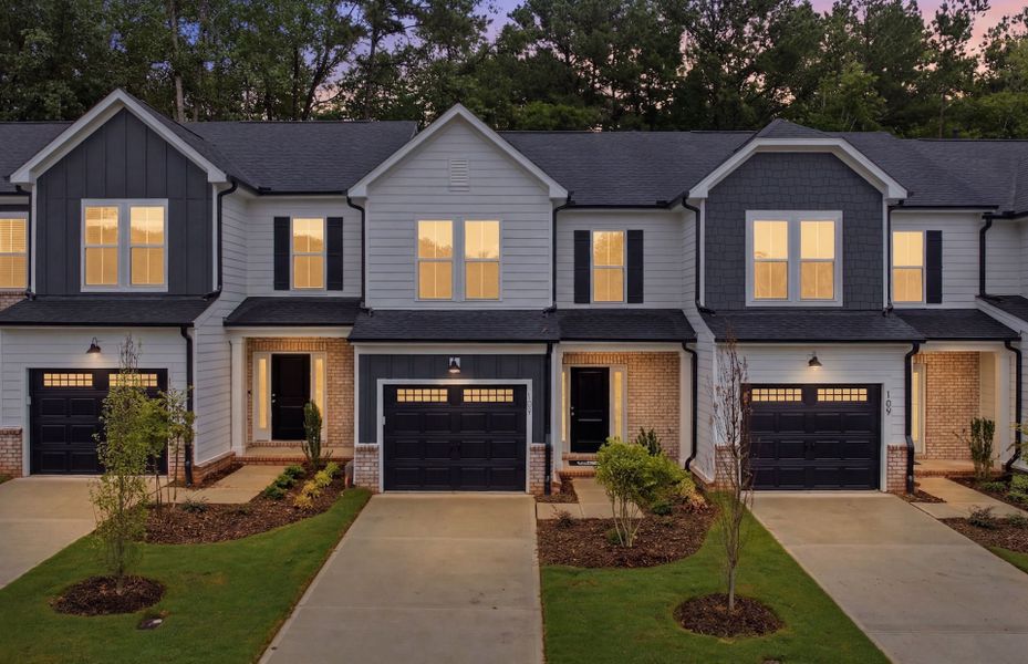 Front exterior of a new home in Cambria, Garner, NC, highlighting curb appeal (Image 27).