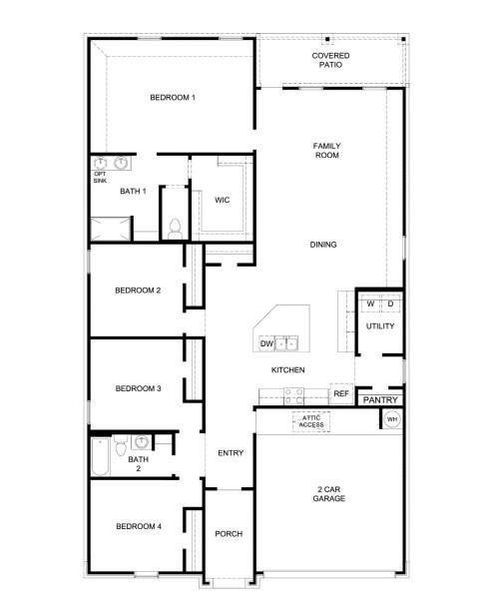 2D floor plan layout of this home in Caldwell Ranch, Rosharon, TX (Image 5).