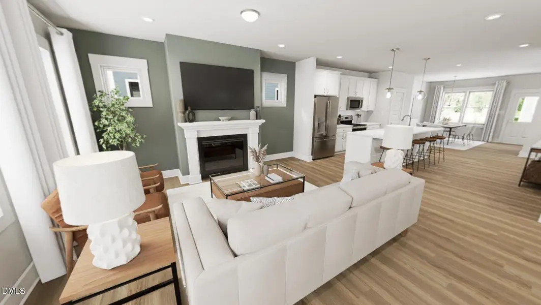 Living Room View - Classic Wht Button Dw