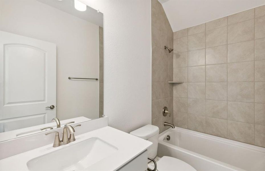 Upgraded secondary bathroom *real home pictured