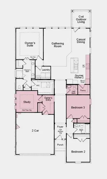 Structural options added include: gourmet kitchen, additional guest bedroom, half bath, study, raised ceiling at foyer, covered outdoor living.