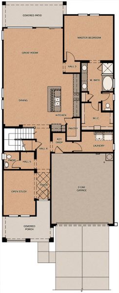 2D floor plan layout for the Romeo by Fulton Homes in Calistoga at Promenade, San Tan Valley, AZ (Image 3).