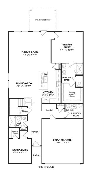 2D floor plan layout for the Tigris II by K. Hovnanian® Homes in Ascend at Legends Bay, Baytown, TX (Image 3). 2D floor plan layout for the Tigris II by K. Hovnanian® Homes in Ascend at Legends Bay, Baytown, TX (Image 3).