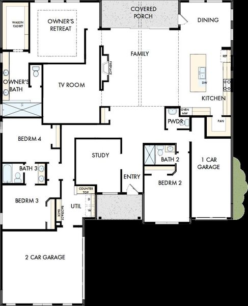 2D floor plan layout of this home in Terraces – Estates, Rockwall, TX (Image 5).