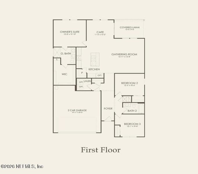 2D floor plan layout of this home in Wells Landing, Jacksonville, FL (Image 3).