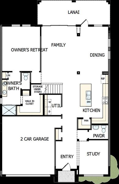 2D floor plan layout of this home in Waterset Classic Series, Apollo Beach, FL (Image 2).
