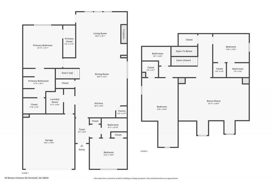2D floor plan layout of this home in , Hartwell, GA (Image 5).