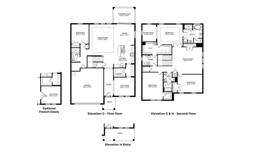 2D floor plan layout of this home in Woodcreek, Wesley Chapel, FL (Image 2).