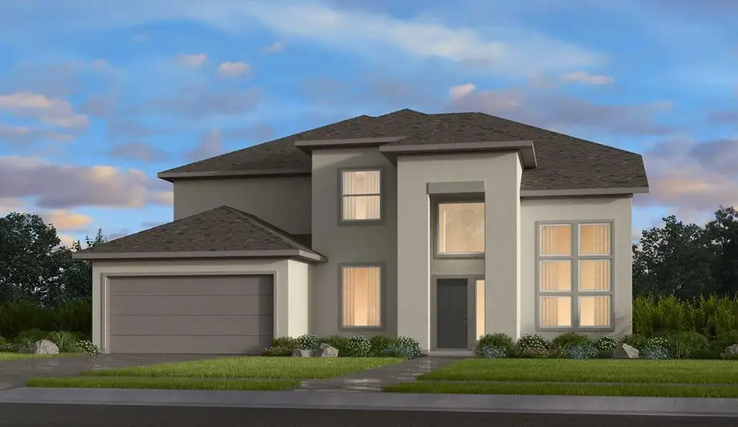 Front exterior of a new home in Avalon at Cypress, Cypress, TX, highlighting curb appeal (Image 1). Front exterior of a new home in Avalon at Cypress, Cypress, TX, highlighting curb appeal (Image 1).