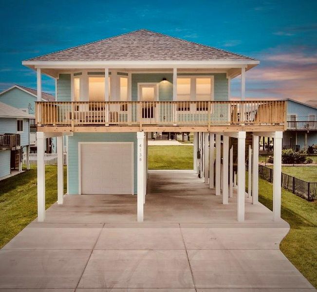 Front exterior of a new home in , Galveston, TX, highlighting curb appeal (Image 23). Front exterior of a new home in , Galveston, TX, highlighting curb appeal (Image 23).
