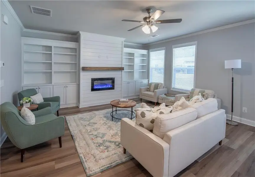 Furnished interior view inside a new home in , Flowery Branch (Image 7). Furnished interior view inside a new home in , Flowery Branch (Image 7).