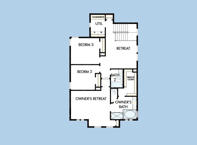 2D floor plan layout for the The Sawgrass by David Weekley Homes in Goodnight Ranch, Austin, TX (Image 4).