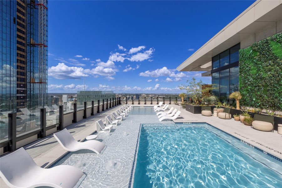 Rooftop pool providesbreathtaking views of DowntownAustin.