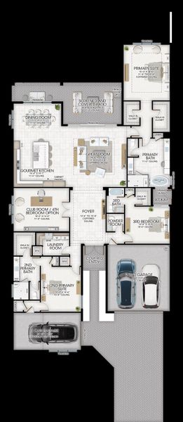 2D floor plan layout for the Alexandra IV by GL Homes in Valencia Del Mar (55+), Boynton Beach, FL (Image 4).