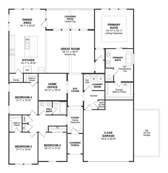 2D floor plan layout for the Barcelona by K. Hovnanian® Homes in Westwood, League City, TX (Image 3). 2D floor plan layout for the Barcelona by K. Hovnanian® Homes in Westwood, League City, TX (Image 3).