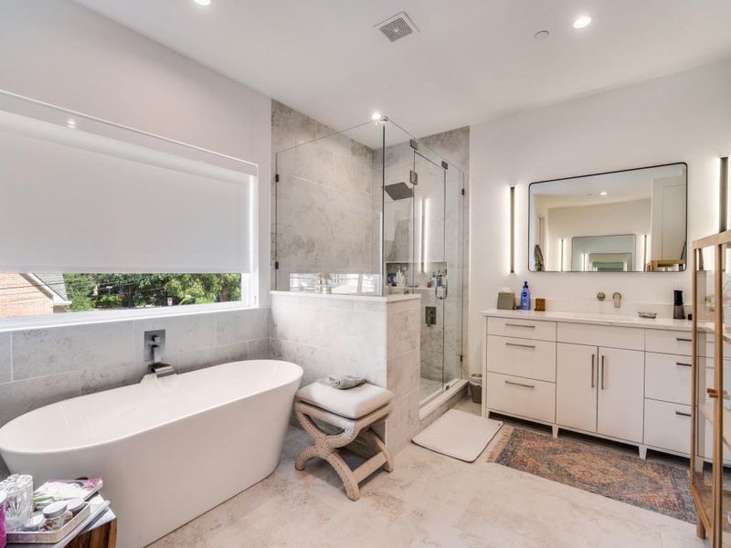 Primary Bath with larger shower and double vanities Primary Bath with larger shower and double vanities