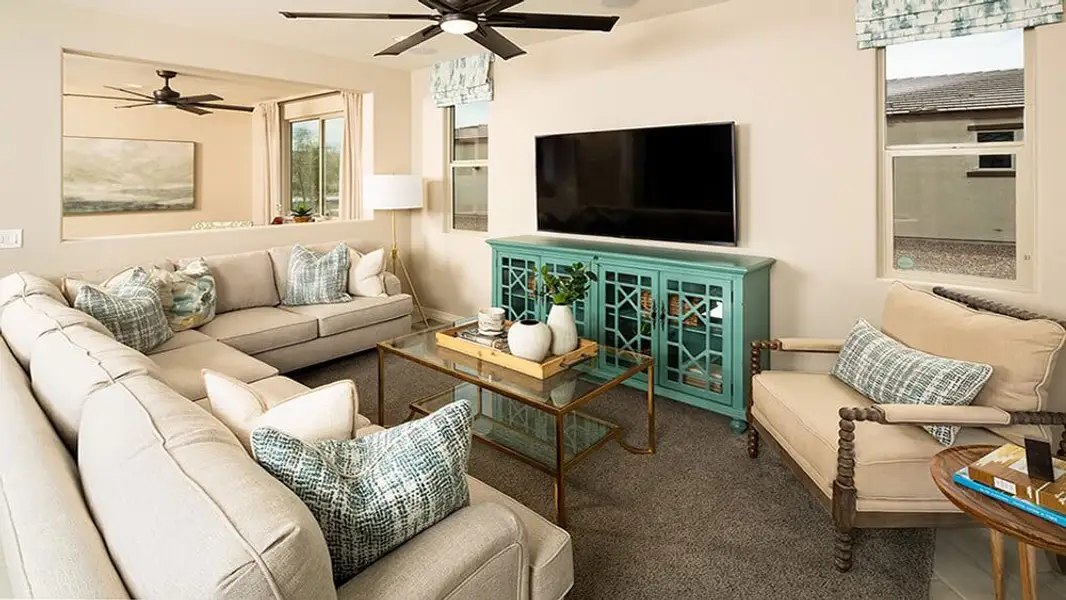 Representative furnished interior of a home built from the Sonata by Taylor Morrison in CantaMia at Estrella 55+, Goodyear (Image 4). Representative furnished interior of a home built from the Sonata by Taylor Morrison in CantaMia at Estrella 55+, Goodyear (Image 4).