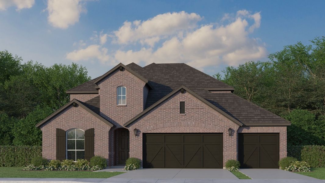 Plan 1527 Elevation A with 3-Car Garage