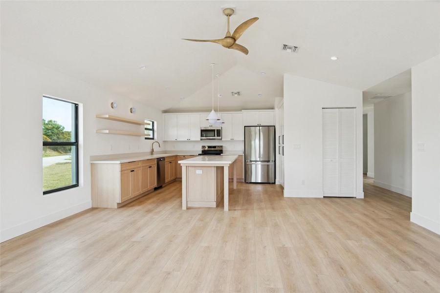 View from living area toward kitchen View from living area toward kitchen