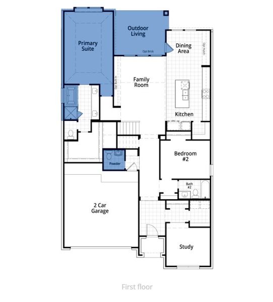 2D floor plan layout of this home in Easton Park, Austin, TX (Image 3). 2D floor plan layout of this home in Easton Park, Austin, TX (Image 3).