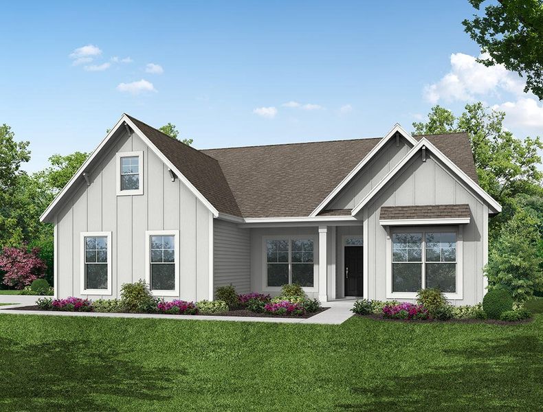 Representative exterior photo of a completed home built from the Caldwell by Eastwood Homes in Twin Creek Forsyth, Kernersville, NC (Image 6).