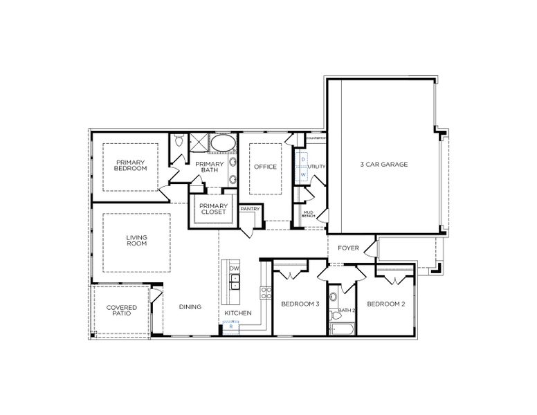 2D floor plan layout for the Oxford by Tricoast Homes in Sunterra 50s, Katy, TX (Image 3). 2D floor plan layout for the Oxford by Tricoast Homes in Sunterra 50s, Katy, TX (Image 3).