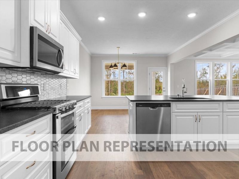 Dublin II Floor Plan Representation | Kitchen to Cafe view