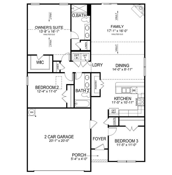 2D floor plan layout for the Davidson by D.R. Horton in Brookside Farms, Greer, SC (Image 3).