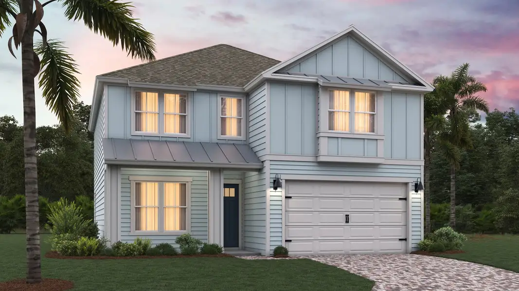 Representative exterior photo of a completed home built from the Coral by D.R. Horton in Broward Key, Jacksonville, FL (Image 4). Representative exterior photo of a completed home built from the Coral by D.R. Horton in Broward Key, Jacksonville, FL (Image 4).