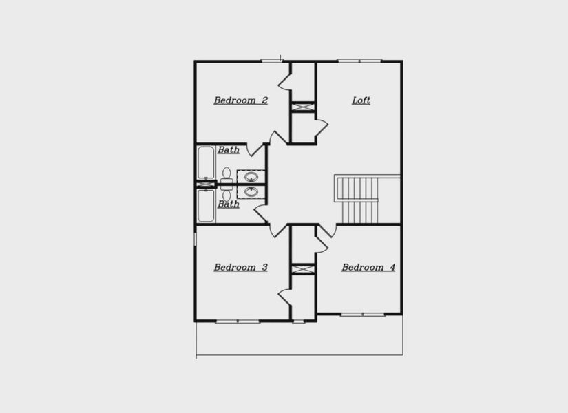 2D floor plan layout for the The Brooks by Reliant Homes in Red Oak Ridge, Loganville, GA (Image 4).