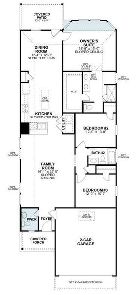 2D floor plan layout of this home in Miller's Pond, Rosenberg, TX (Image 5).