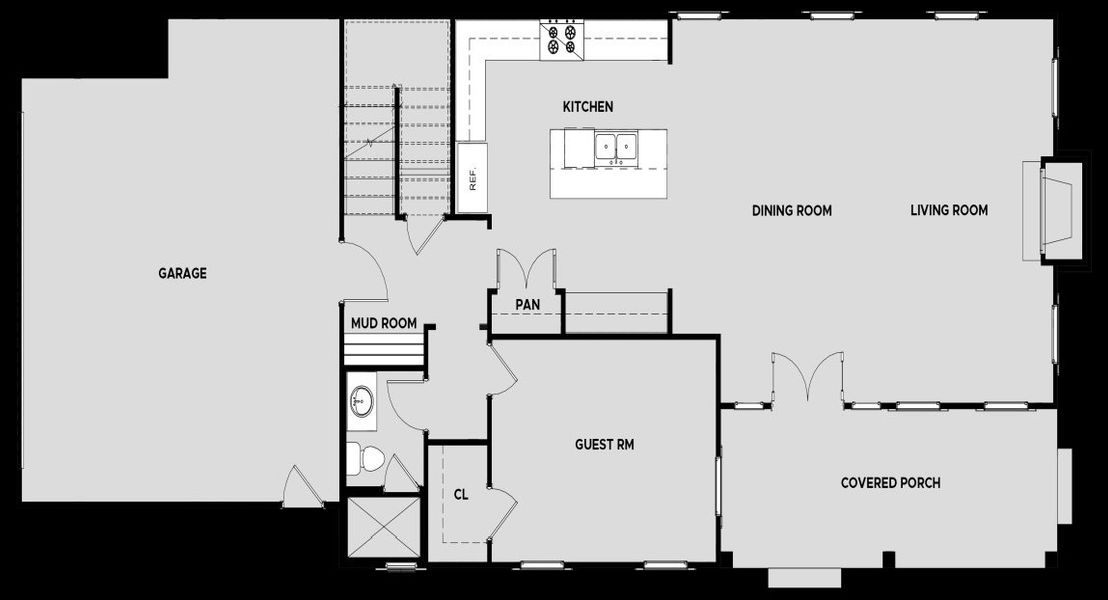 2D floor plan layout for the Cottage 1 - Homesites by Dream Finders Homes in Trove, Watkinsville, GA (Image 2).