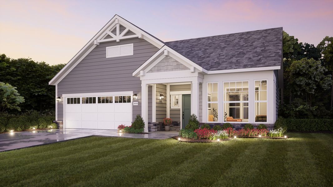 Representative exterior photo of a completed home built from the Palazzo by Epcon Communities in The Courtyards at Hodges Farm, Charlotte, NC (Image 2). Representative exterior photo of a completed home built from the Palazzo by Epcon Communities in The Courtyards at Hodges Farm, Charlotte, NC (Image 2).