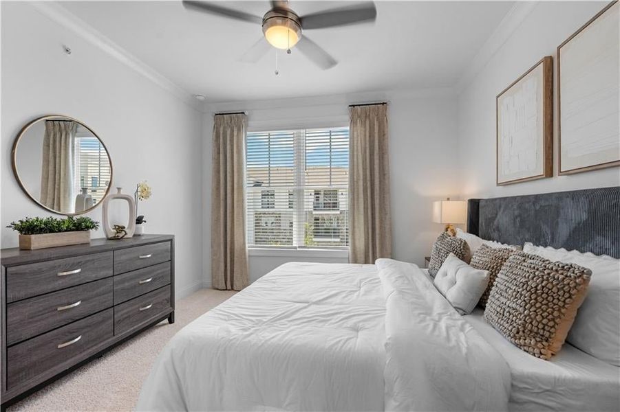 South Facing windows for a bright and airy Primary Bedroom *Images shown are from a decorated model of the same floor plan. Design selections and color packages will vary by home.* South Facing windows for a bright and airy Primary Bedroom *Images shown are from a decorated model of the same floor plan. Design selections and color packages will vary by home.*