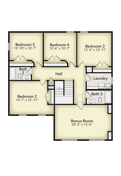 2D floor plan layout for the 2628 by Adams Homes in Chambers Landing, Commerce, GA (Image 6).