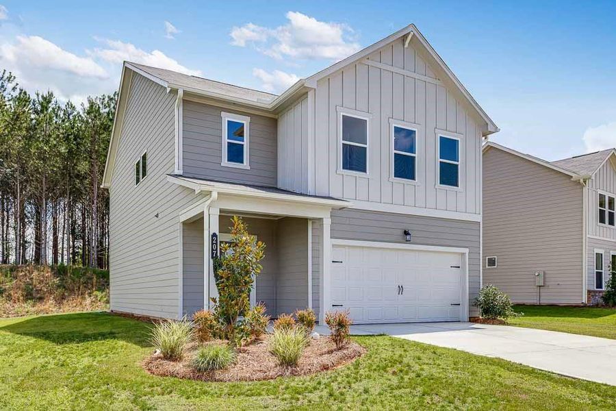 Front exterior of a new home in Heritage River, Euharlee, GA, highlighting curb appeal (Image 18).