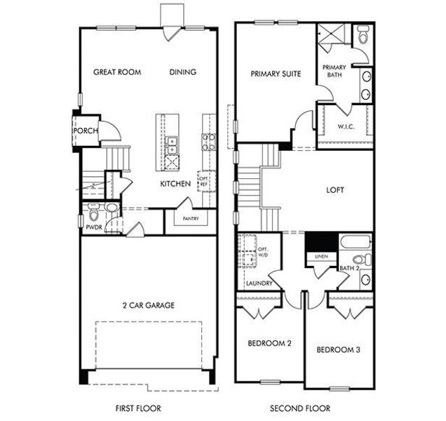 2D floor plan layout of this home in Pinewood Trails - City Series, Atascocita, TX (Image 2). 2D floor plan layout of this home in Pinewood Trails - City Series, Atascocita, TX (Image 2).