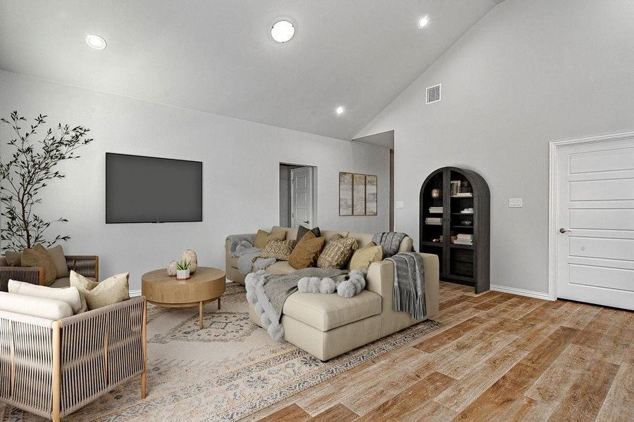 Furnished interior in a model home at Trails of Fossil Creek in Fort Worth (Image 6).