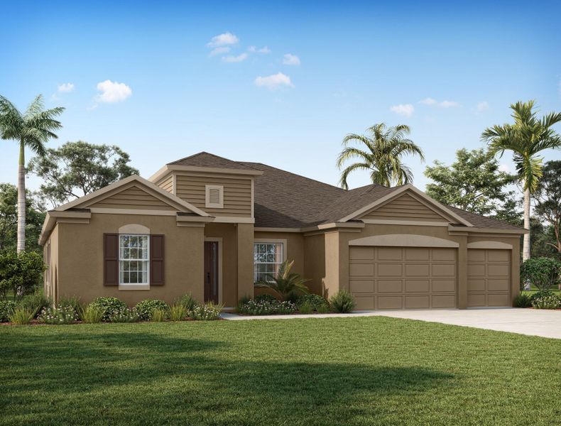 Representative exterior photo of a completed home built from the Strabane by William Ryan Homes in Pinecone Reserve, Brooksville, FL (Image 20).