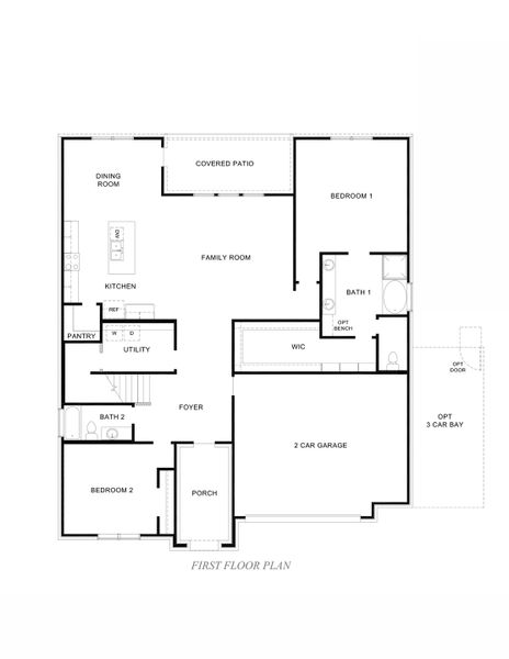 2D floor plan layout for the Kenzo by D.R. Horton in Riverside Estates, Mont Belvieu, TX (Image 3).