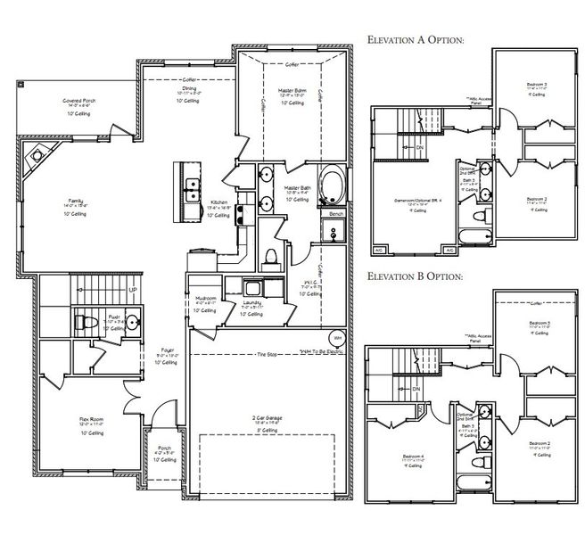 2D floor plan layout for the The Lavender by Avonley Homes in Greens Prairie Reserve, College Station, TX (Image 2). 2D floor plan layout for the The Lavender by Avonley Homes in Greens Prairie Reserve, College Station, TX (Image 2).